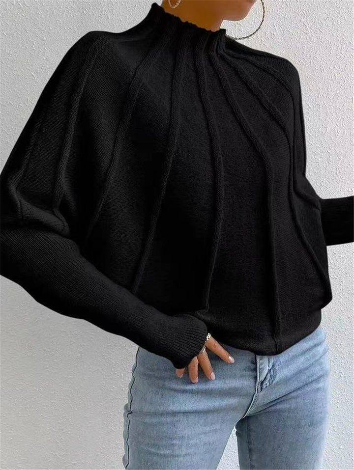 Damen Pullover mit hohem Kragen und eleganten Rippdetails Drune