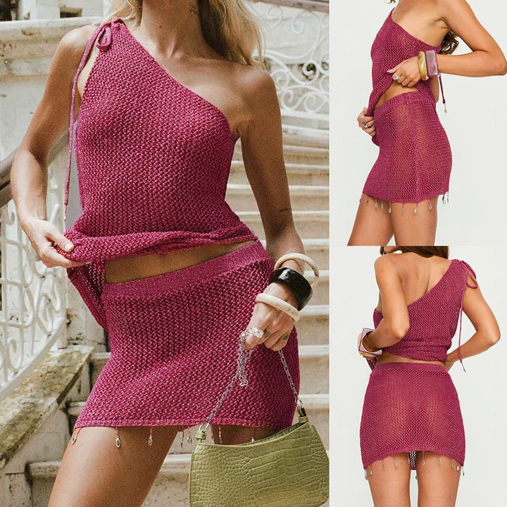 Damen Baderock und Strickjacke Drune