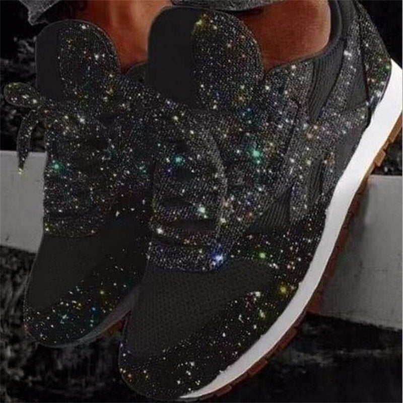 Damen glitzernde Fashion-Sneaker mit funkelnder Strassoptik atmungsaktivem Strick-Obermaterial und gepolstertem Komfortfußbett Drune