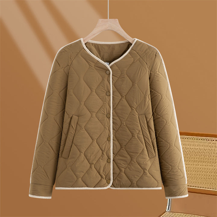 Damen nan gesteppte Übergangsjacke mit Rautenstepp, Rundhals und Druckknopfleiste Drune