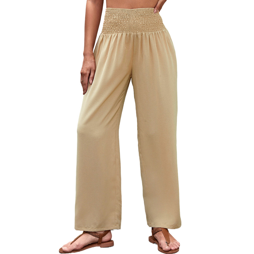 Damen luftige Palazzo-Hose mit elastischem Taillenbund und weitem Bein Drune
