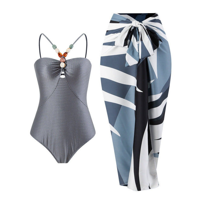 Damen Bandeau-Badeanzug mit asymmetrischem Rock Drune