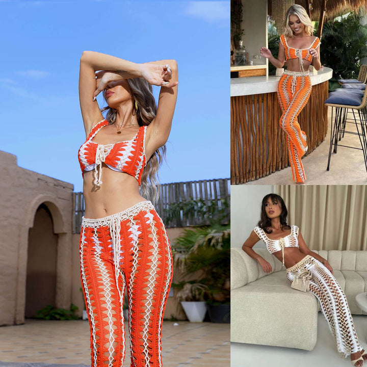 Damen Häkel-Bikiniset mit weit geschnittenen Hosen Drune