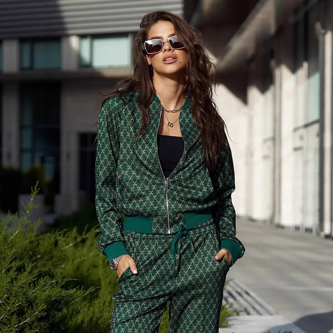 Damen sportliches Loungewear-Set mit Kapuzenjacke und weiten Jogginghosen Drune
