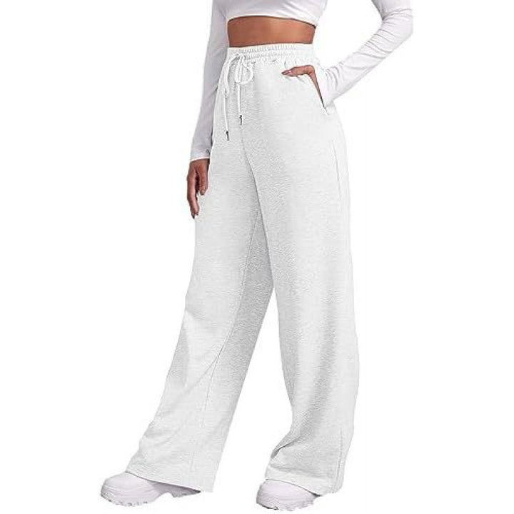 Damen nan fließende High-Waist Palazzo-Loungehose aus leichtem Jersey mit Elastikbund und praktischen Eingrifftaschen Drune