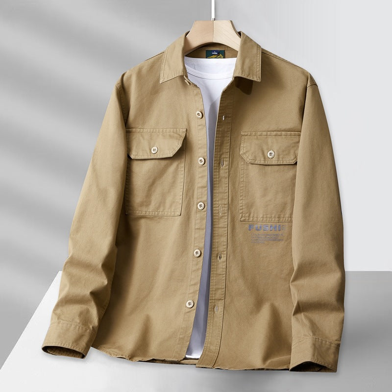 Herren Overshirt-Jacke im Utility-Stil mit Brusttaschen und Hemdkragen Drune
