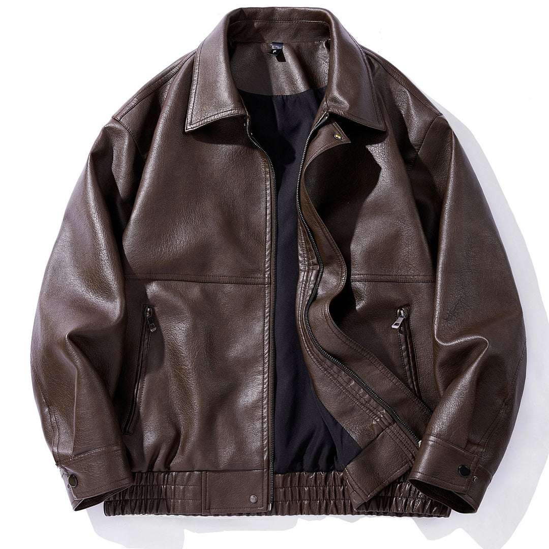 Herren Kunstlederjacke mit elastischem Bund Drune