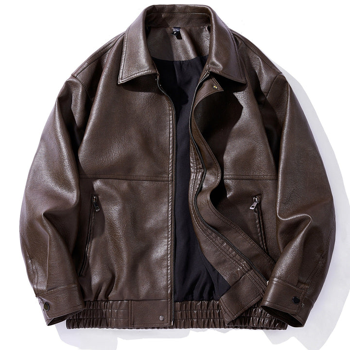 Herren Kunstlederjacke mit elastischem Bund Drune