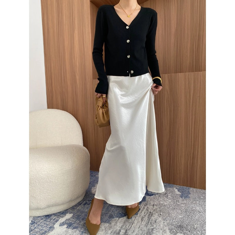 Damen lässiger Cardigan im Rippenstrick-Stil mit zarten Knöpfen Drune