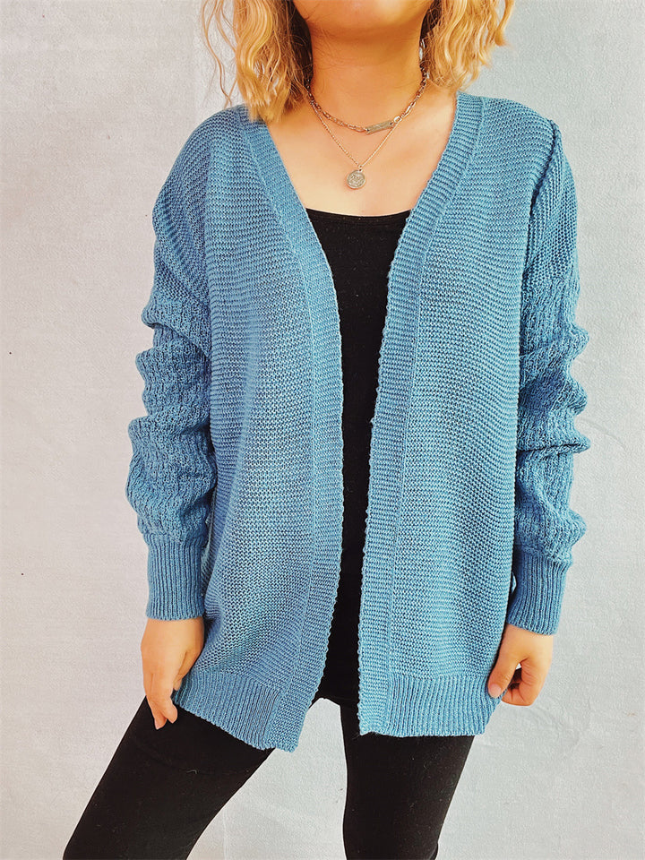Damen Strickjacke mit strukturiertem Häkelmuster und offenen Vorderteilen Drune
