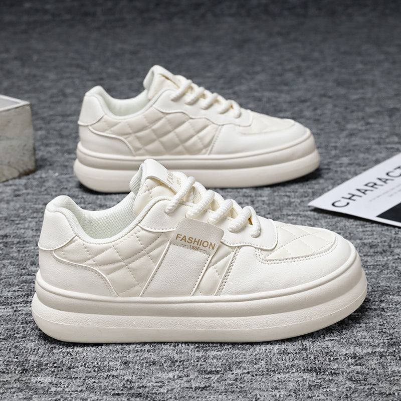 Unisex gestepptes Plateau-Sneaker aus Kunstleder mit gepolstertem Schaft und dämpfender Leichtsohle Drune
