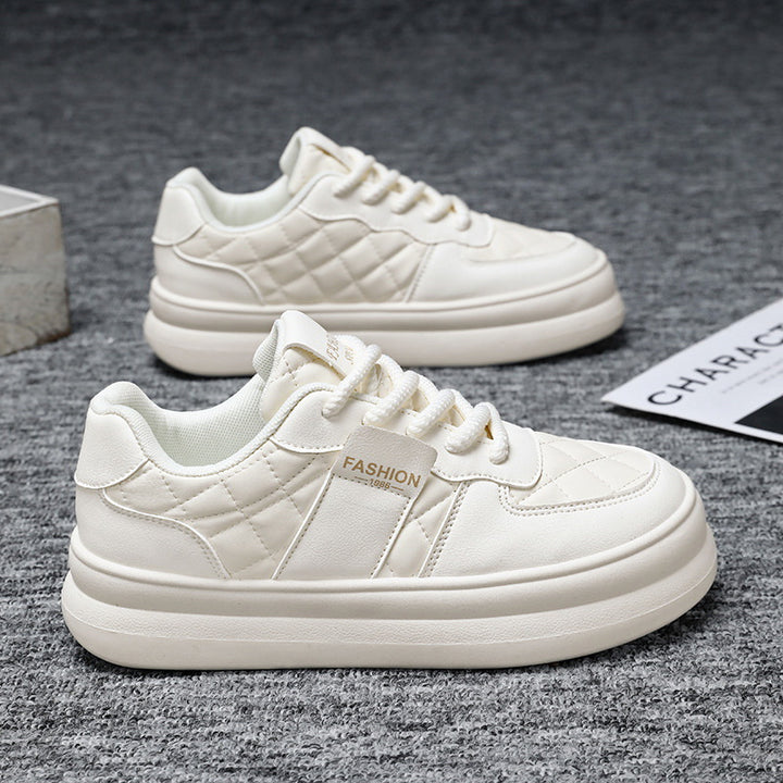 Unisex gestepptes Plateau-Sneaker aus Kunstleder mit gepolstertem Schaft und dämpfender Leichtsohle Drune