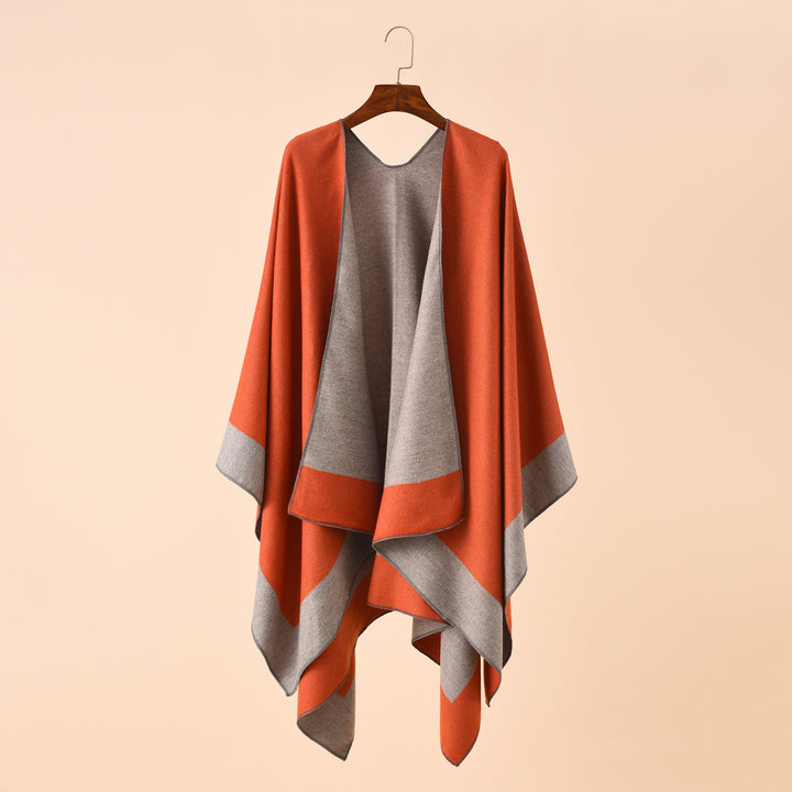 Damen Wendbarer Poncho-Cape aus Kaschmir-Mix mit Oversize-Schnitt Drune