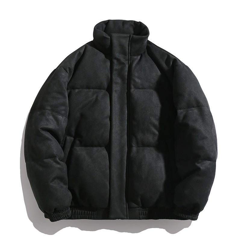 Unisex Gefütterte Velours-Pufferjacke im Boxy‑Schnitt mit hohem Kragen und verdecktem Reißverschluss Drune