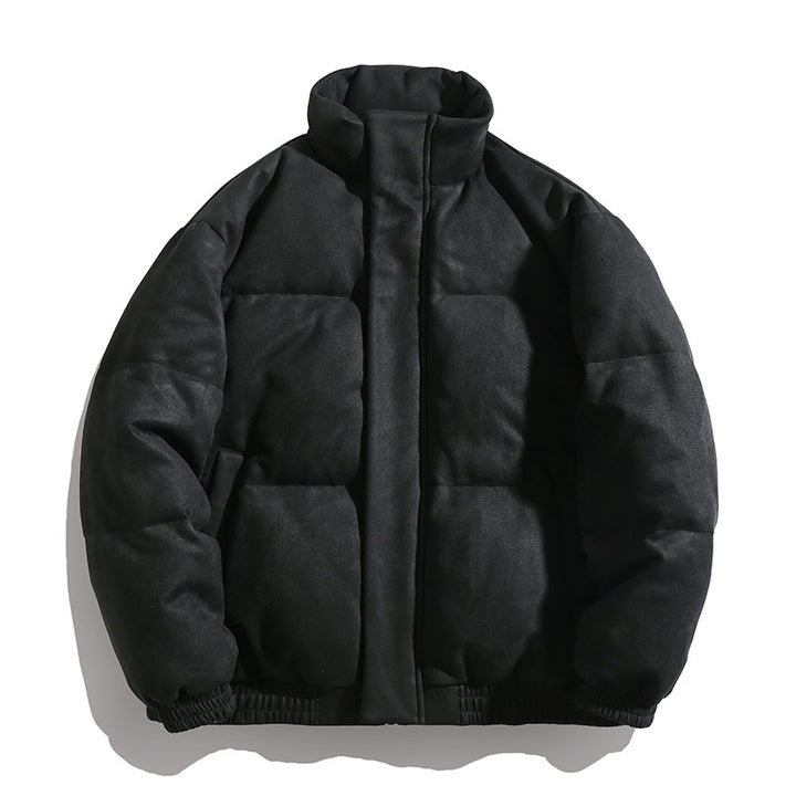 Unisex Gefütterte Velours-Pufferjacke im Boxy‑Schnitt mit hohem Kragen und verdecktem Reißverschluss Drune