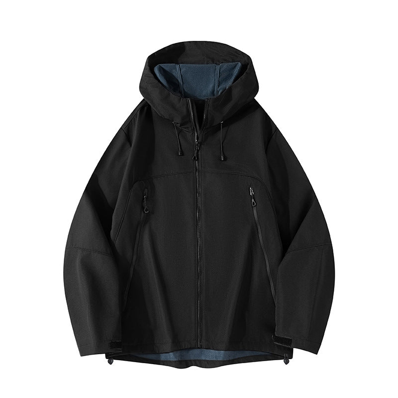 Herren Hybrid-Softshelljacke mit Kapuze, atmungsaktivem Fleece-Innenfutter & verdeckten Reißverschlusstaschen Drune