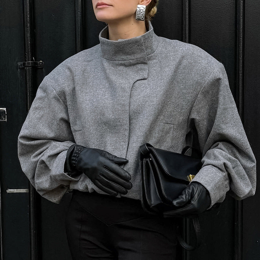 Damen Modische Oversized Jacke mit hohem Kragen und innovativem Design Drune