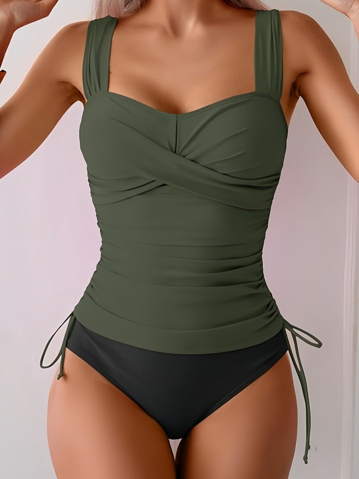 Damen Einteiliger Badeanzug mit modernem Wickeldesign und sportlichem Schnitt Drune