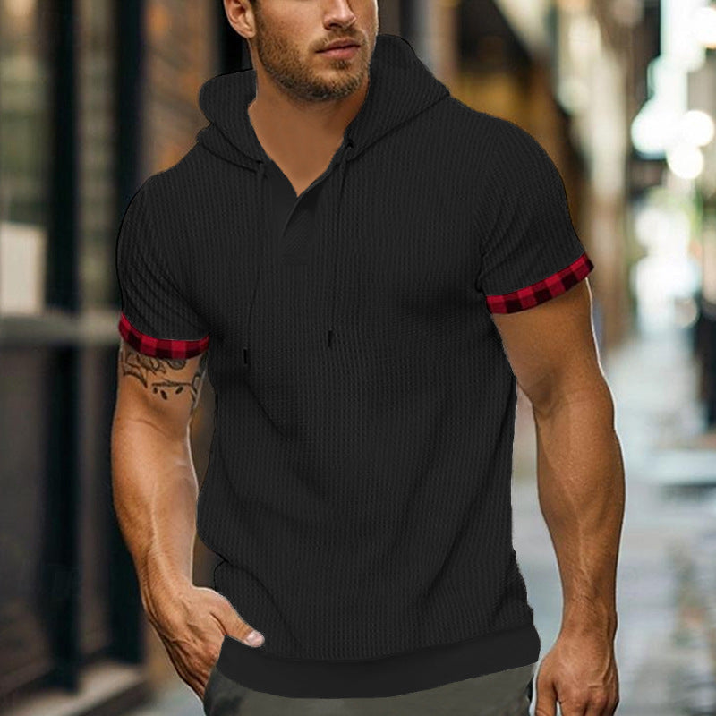 Herren modernes Kapuzenshirt mit strukturiertem Design und kontrastierenden Ärmeln Drune