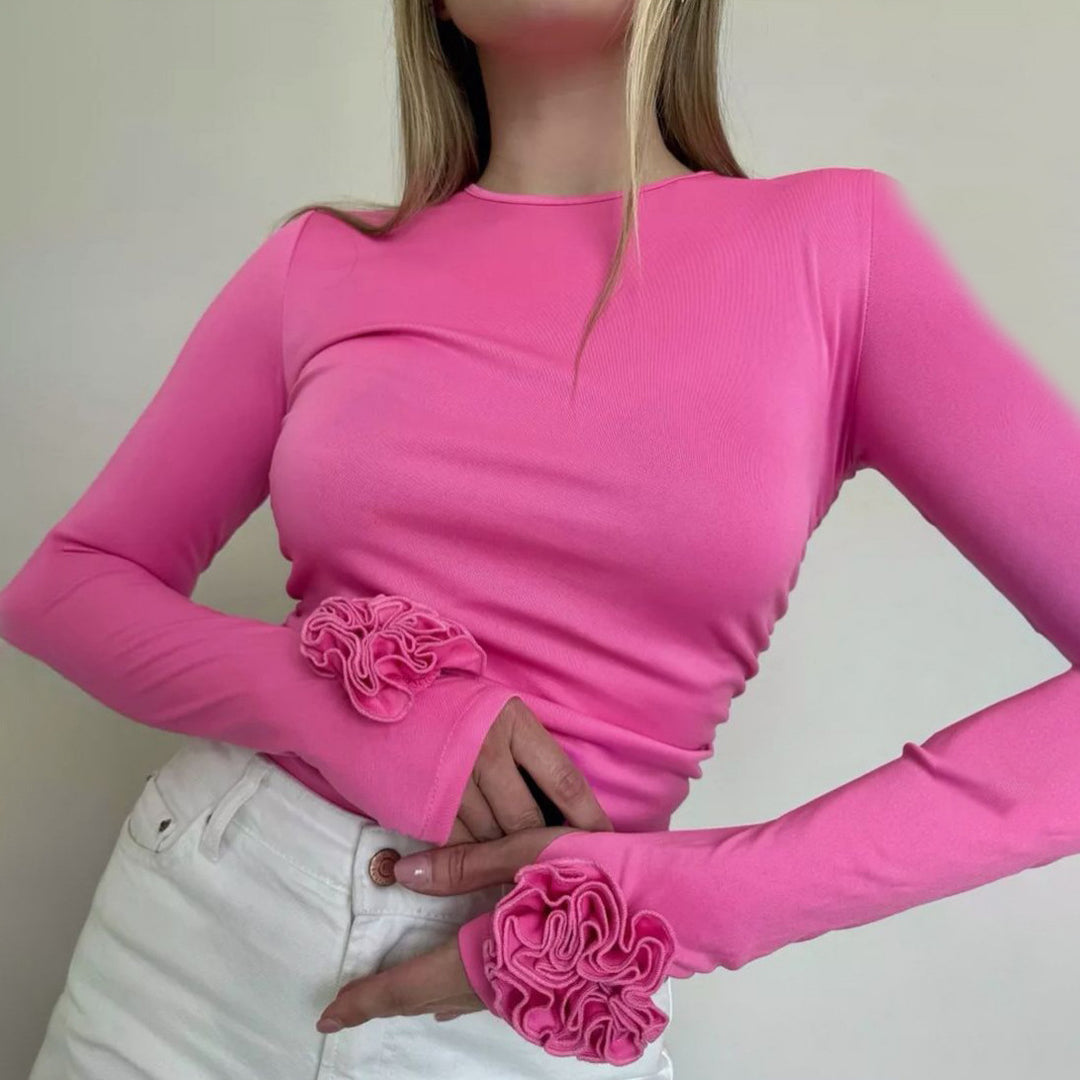 Damen Langarmshirt mit Rüschendetails Drune