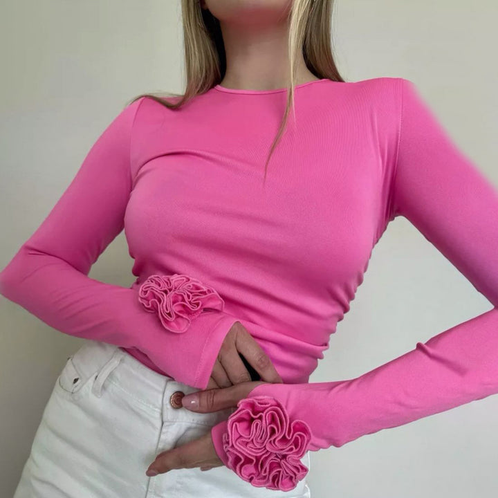 Damen Langarmshirt mit Rüschendetails Drune