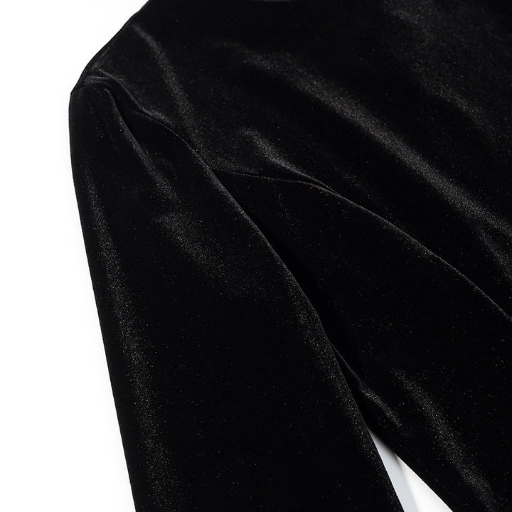 Damen Samtbluse mit Spitzen-Insert und asymmetrischem Spitzensaum Drune