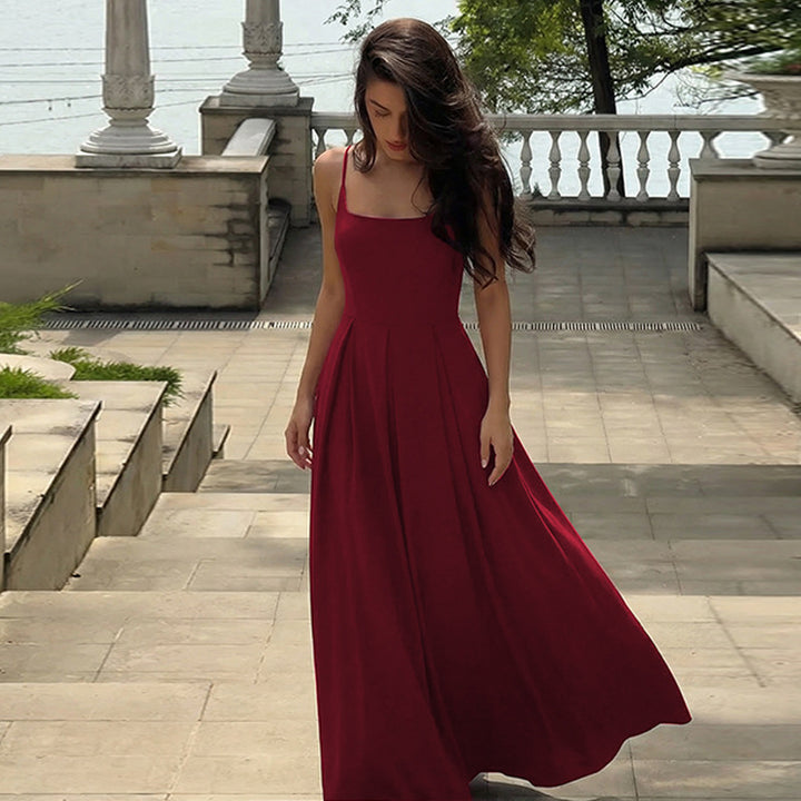 Damen Fließendes Maxikleid mit schmalen Spaghettiträgern und elegantem Schnitt Drune