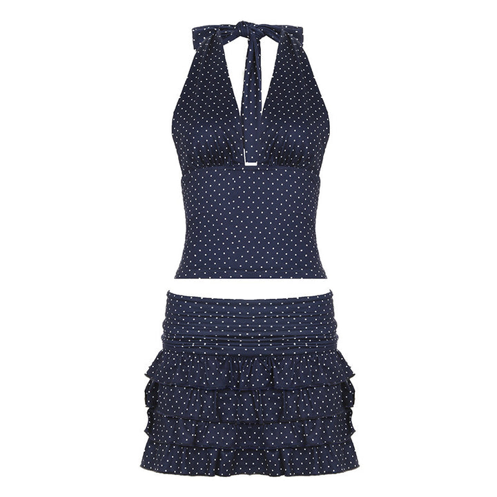 Damen Bikiniset mit verspielt rüschigem Rock und schicker Haltertop-Weste Drune