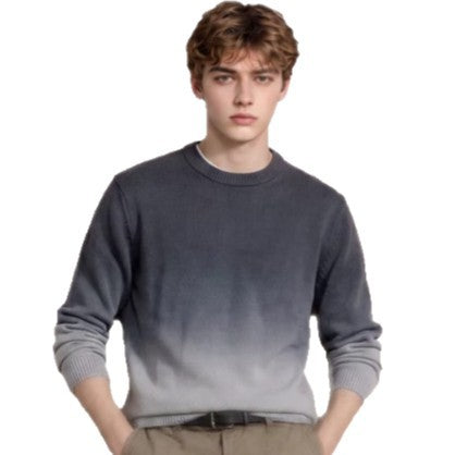 Herren Feinstrick-Pullover mit Dip-Dye-Effekt und Rundhalsausschnitt Drune