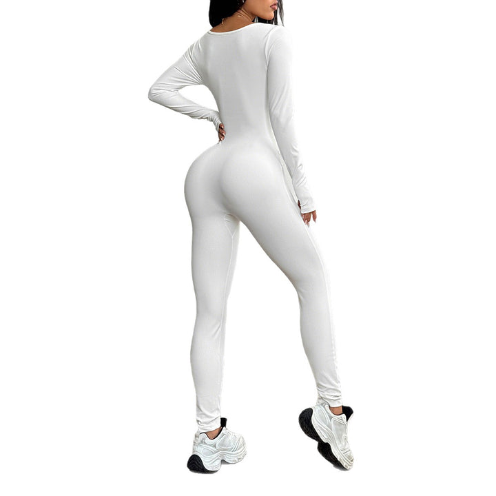 Damen nan sculptender Longsleeve-Bodycon Jumpsuit mit quadratischem Ausschnitt und formender Nahtführung Drune