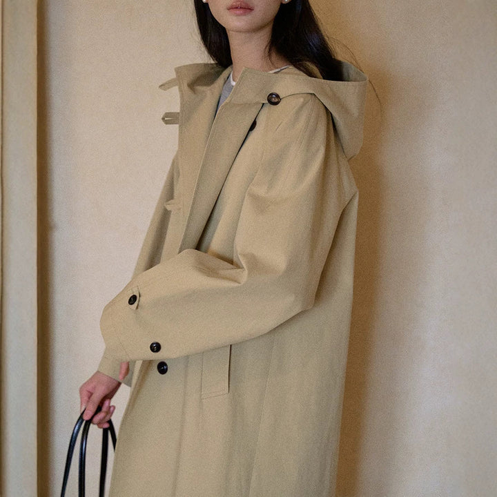 Damen Modische Übergangsjacke mit Kapuze Drune