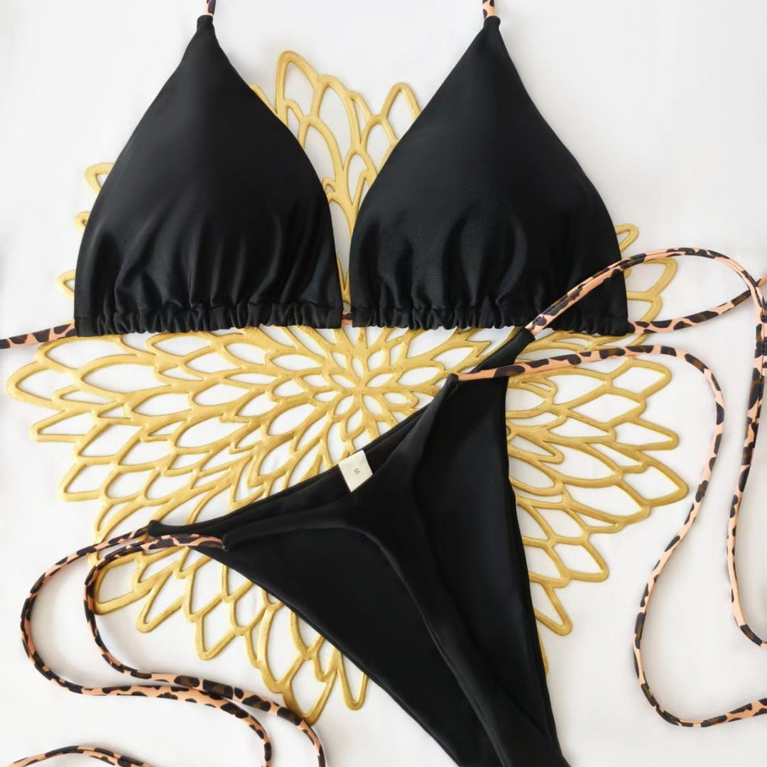 Damen Triangel-Bikini-Set mit verstellbaren Trägern und modischem Leoprint Drune