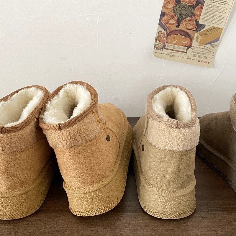 Damen Gefütterte Ankle‑Winterboots im Hausschuh‑Look mit Kunstfellfutter und rutschfester Profilsohle Drune