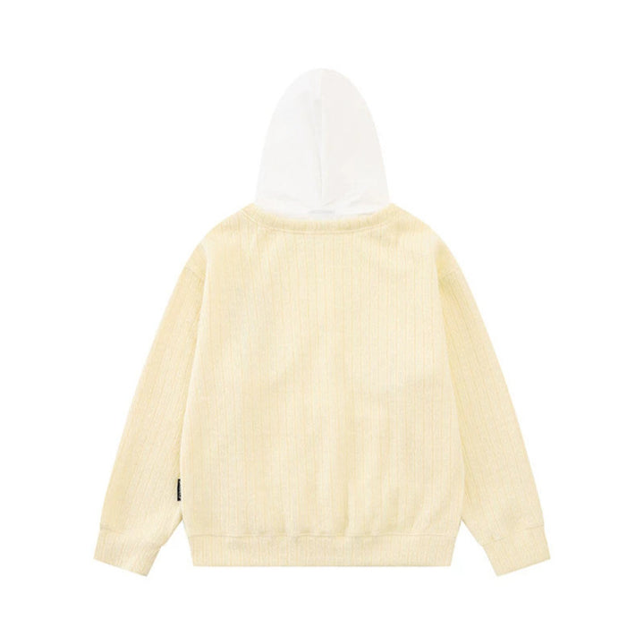 Damen Kapuzenpullover mit V‑Ausschnitt, angenähter Krawatten‑Applikation und Sternpatches Drune