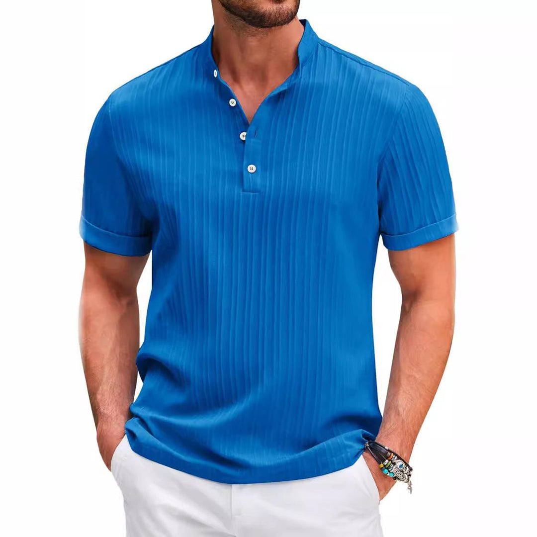 Herren Kurzarm Henley-T-Shirt mit strukturiertem Design Drune