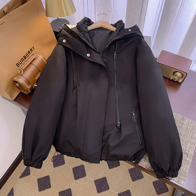 Damen Leichte Übergangsjacke mit verstellbarem Kapuzenkragen und praktischen Taschen Drune