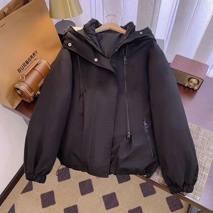 Damen Leichte Übergangsjacke mit verstellbarem Kapuzenkragen und praktischen Taschen Drune