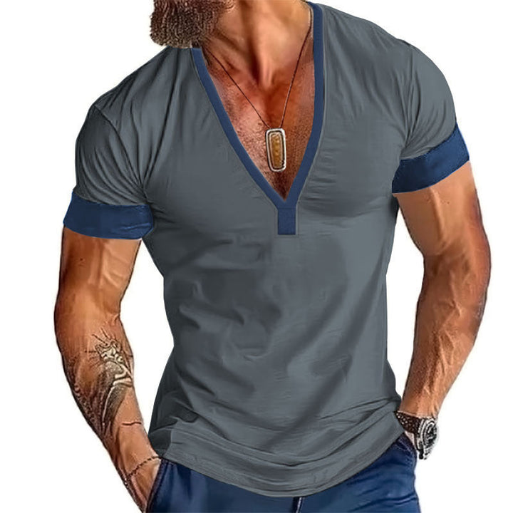 Herren modernes V-Ausschnitt T-Shirt Drune