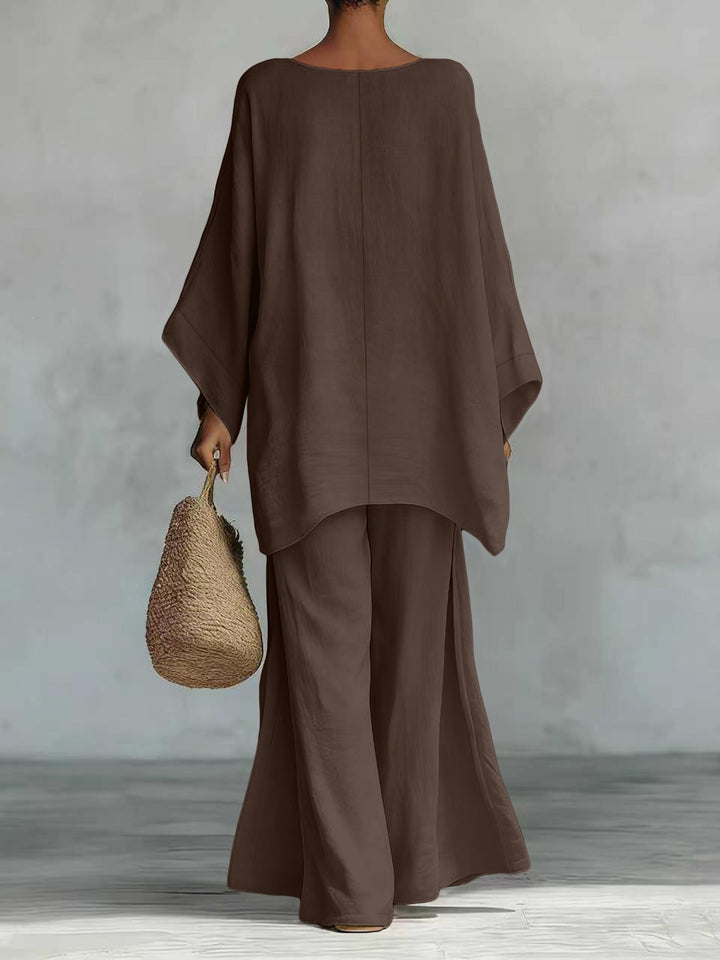 Damen Lässiges Oversize-Kaftanoberteil mit weiten Palazzohosen Drune