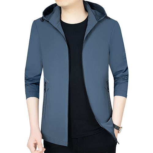 Herren Leichte Kapuzenjacke im urbanen Travel-Style mit Dreiviertelärmeln Drune