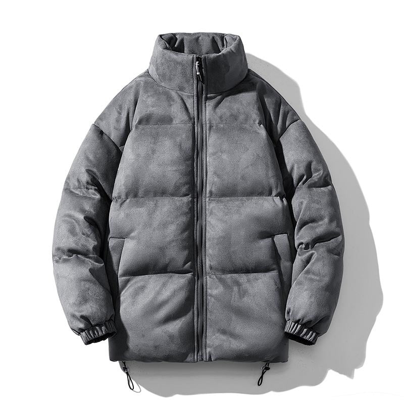 Unisex Wattierte Jacke mit Veloursoberfläche, hohem Stehkragen und verdecktem Reißverschluss Drune