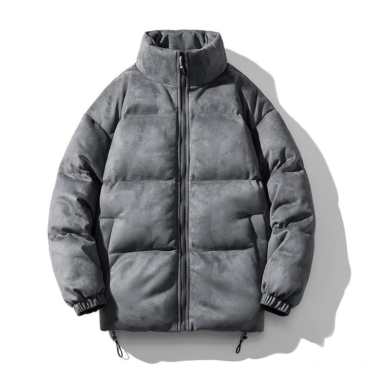 Unisex Wattierte Jacke mit Veloursoberfläche, hohem Stehkragen und verdecktem Reißverschluss Drune