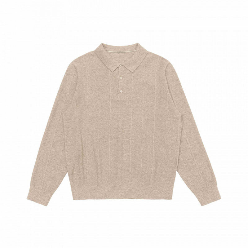 Herren Feinstrick-Poloshirt mit Henley-Knopfleiste, Rippbündchen und leicht kastigem Schnitt Drune