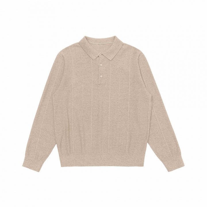 Herren Feinstrick-Poloshirt mit Henley-Knopfleiste, Rippbündchen und leicht kastigem Schnitt Drune