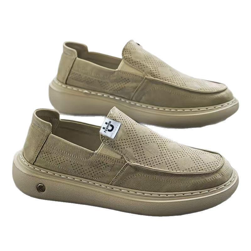 Herren Slip-On Plateau-Sneaker mit perforiertem Veloursleder und gepolstertem Komfortfußbett Drune