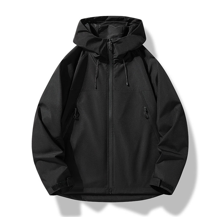 Herren Softshell-Outdoorjacke im Blockdesign mit Kapuze, Reißverschluss und wasserabweisender Beschichtung Drune
