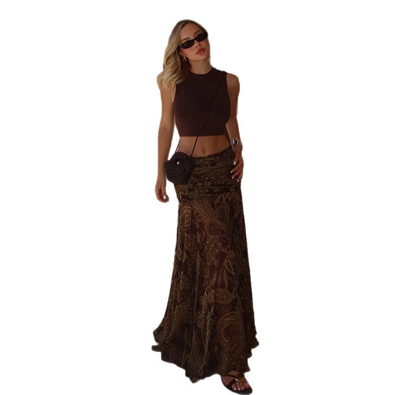 Damen Maxikleid mit tiefem Ausschnitt und eleganter Paisley-Optik Drune