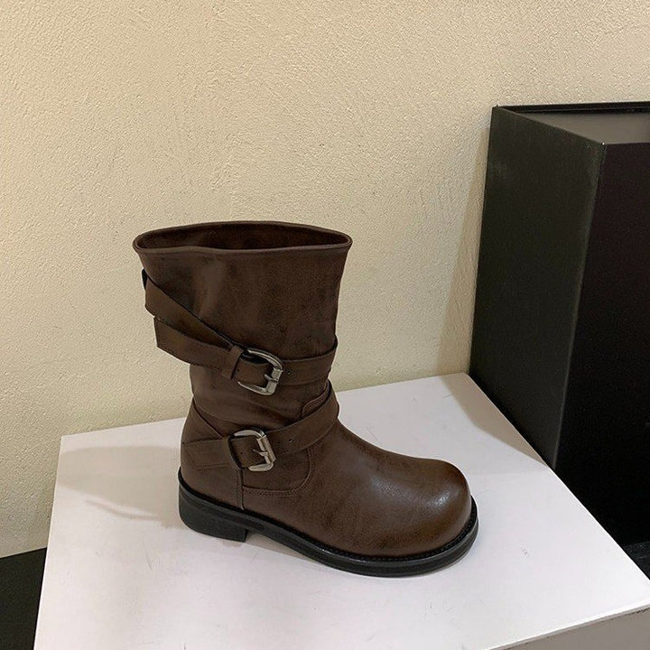 Damen Modische Stiefeletten mit Buckle-Details Drune