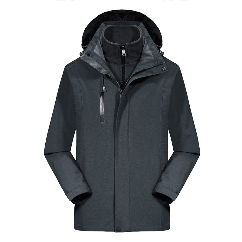 Herren Softshell-Parka mit herausnehmbarer Fleece-Innenjacke und verstellbarer Kapuze Drune