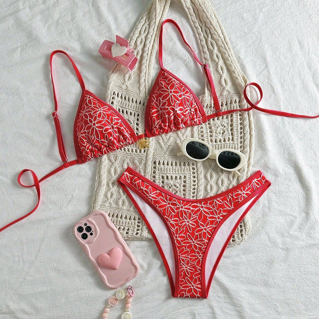 Damen Blumendekoriertes Bikini-Set Drune